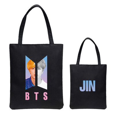 

Bangtan Boys Jungkook Jimin V Suga Jin J-Hope RM Printed Handle Tote Bags Handbag Messenger Shopping Bag