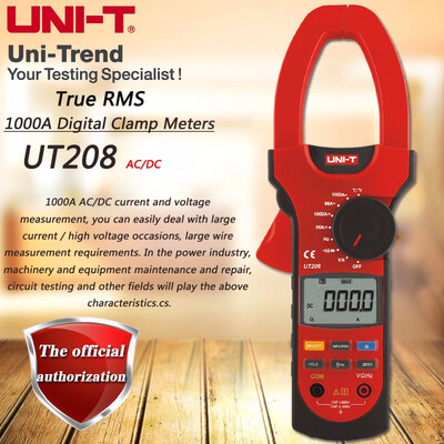 

UNI-T UT208 AC DC 1000A Digital Clamp Meter True RMS Ammeter Resistance Frequency Temperature Duty Cycle Diode Tester
