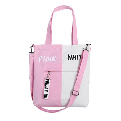 

Casual Women Color Block Letter Print Canvas Shopping Crossbody Shoulder Bag