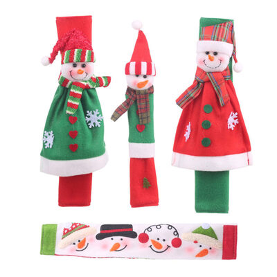 

34Pcs Christmas Snowman Microwave Oven Handle Covers Door Knot Glovers Decor