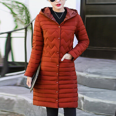 

Tailored Women Winter Warm Coat Hooded Thick Warm Slim Jacket Long Overcoat