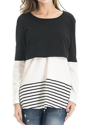 

Maternity Round Neck Lactation Lace T-shirt