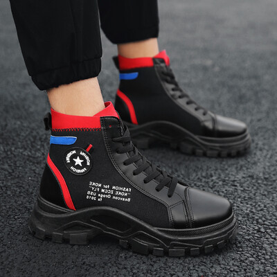 

White high-heeled mens spring Korean version of ins ultra-hot Harajukang wind Gao Bang high-heeled mens martin boots increased
