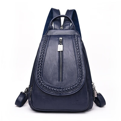 

Backpack ladies fashion wild woven casual soft leather backpack