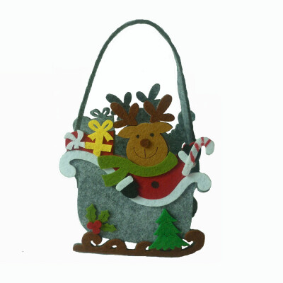 

Tailored Christmas Sled Shape Portable Candy Bag Cartoon Deer Pattern Gift Bag Snowman