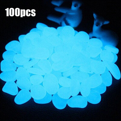 

100pcs Glow in the Dark Garden Pebbles for Walkways Aquarium Decor Plants Luminous Stones