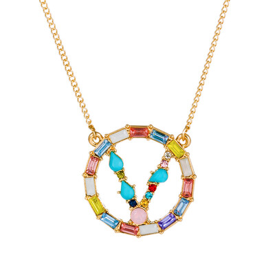 

Fashion Gold Silver Style Cubic Zirconia A-Z Initials Letter Pendant Necklaces