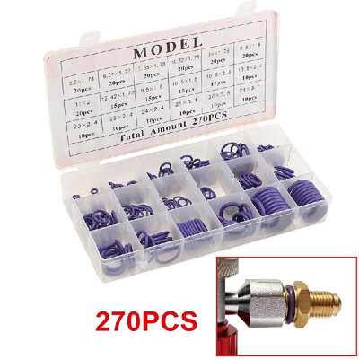 

Rubber O-Ring 270Pcs R134A Car Airconditioning Sealing Set Rubber O-Ring Washer Seals with Plactics Box Kit