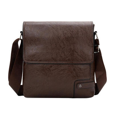 

Solid Color Men Messenger Bags Retro Leather Casual Crossbody Shoulder Bags