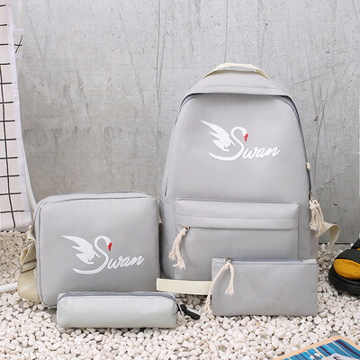 

Tailored Cartoon Alphabet Student Backpack Casual Large Capacity Travel 4 Piece Set