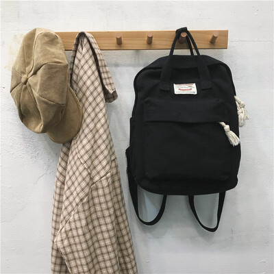 

Double shoulder bag female Korean version of high school students simple fashion schoolbag ins canvas backpack