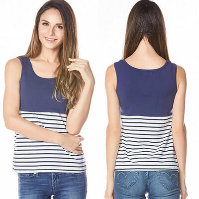 

Stripe Summer Maternity T-shirt Nursing Top Women Breastfeeding Clothes Tee Tank