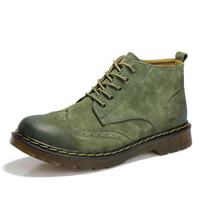 

Cross-border Martin boots mens winter plus velvet high help England retro Brock mens boots leather boots tooling desert boots