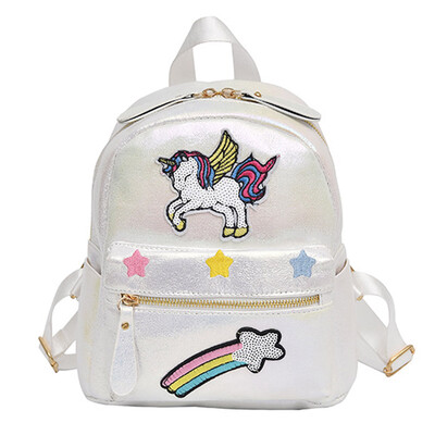 

New Fashion Waterproof Cartoon Sequin Laser Unicorn Backpack Children Double Shoulder Bag Teenager Girl Mini Backpack