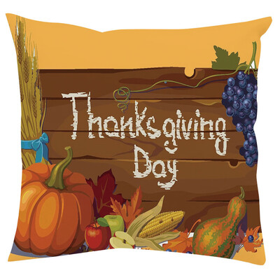 

Gobestart Happy Thanksgiving Soft Short Plush Pillow Cover Pillowcases Decorative 45x45cm