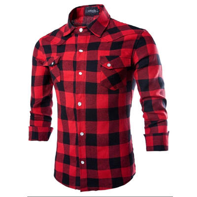 

New Mens Plaid Cotton Shirt Slim Soft Comfortable Autumn Men Shirts Business Casual Long-sleeve Clothes