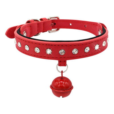 

Pet Dog PU Leather Diamond Collar Breakaway Necklace Kitten Rhinestone For Leash Pet Dogs Collar Accessories