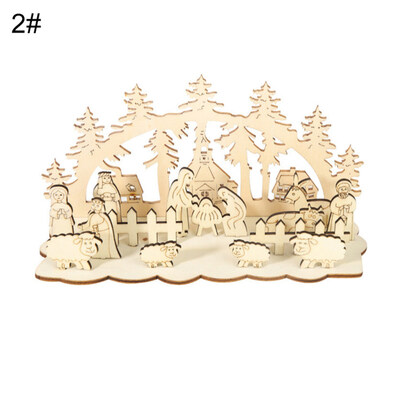

DIY Wood Sculpture Tree Sheep People 3D Christmas Home Decor Gift Assembling Toy