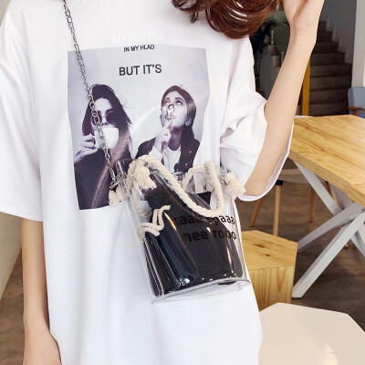 

Summer fresh bucket bag Sen handbag handbags new 2019 wild ins chain jelly bag Messenger bag