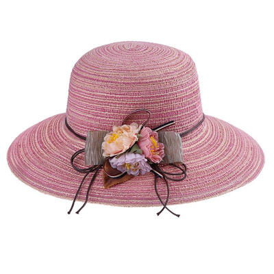 

Summer Women Foldable Straw Flowers Brimmed Beach Boater Sun Panama Hats