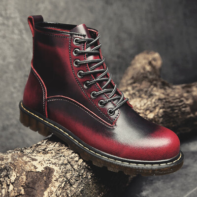 

British leather Chelsea boots mens boots high to help turn fur shoes boots Martin boots tide shoes