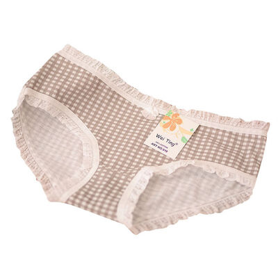 

Briefs Cotton Briefs Sexy Panties Lace Ruffles Ladies Underwear Sexy Lingerie Plaid underwear