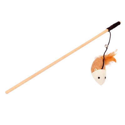 

Pet Cat Toys with Bell Funny Stick Wooden Teaser Rod Wand Interactive Toy
