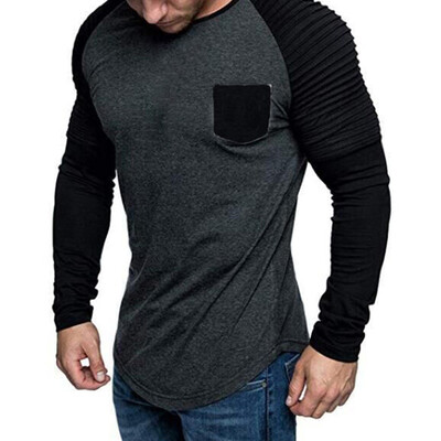 

Mens Casual Fitness T-Shirt Tops Round Neck Long Sleeve Slim Fit Blouse L3XL