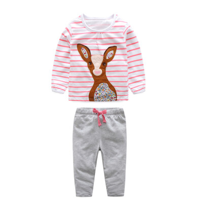 

Toddler Kids Children Long Sleeve Cartoon Print Tops Pants Clothes Outfit