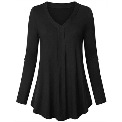 

Nomeni Womens Long Sleeve Solid Color Button Casual Loose Tops Tunic Blouse Shirt