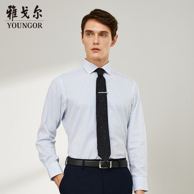 

Youngor shirt mens 2019 spring youth mens casual dress shirt YLDP110134HBA blue 39