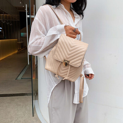 

Female slung shoulder bag Korean bag soft leather backpack shoulder bag college travel ladies rope