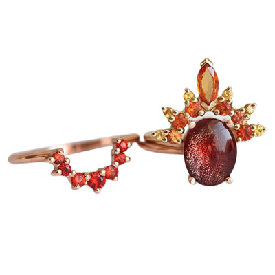 

Rose gold can be stacked with a red ring inlaid red tourmaline exquisite jewelry Valentines Day