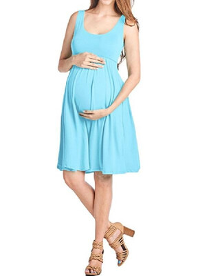 

Summer Leisure Slim Elastic Sleeveless Round-neck Line Maternity Dress