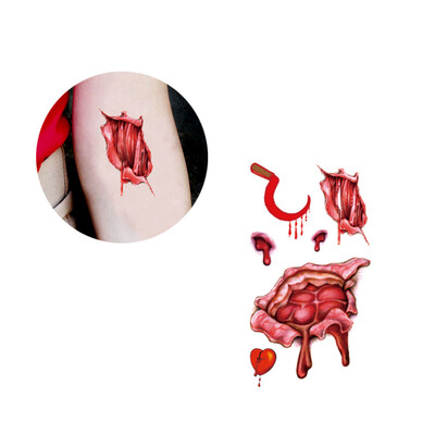 

〖Follure〗Waterproof Temporary Tattoo Sticker Scar Terror Wound Blood Injury Halloween Hot