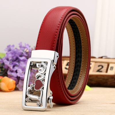 

Hot ladies leather belt casual cowhide designer belts women high quality fashion floral waist black white casual red hook belt