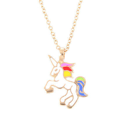 

New gold&silver double color glaze Unicorn Unicorn animal alloy clavicle Pendant Necklace