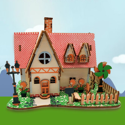 

Gotoamei Kids 3D wooden DIY Houses Jigsaw Children Castle Construction Pattern Puzzle Toy