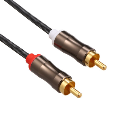 

35mm to 2 Male RCA Audio Cable Nylon-Braided Auxiliary Audio Cord for Speaker Amplifier PC Laptop
