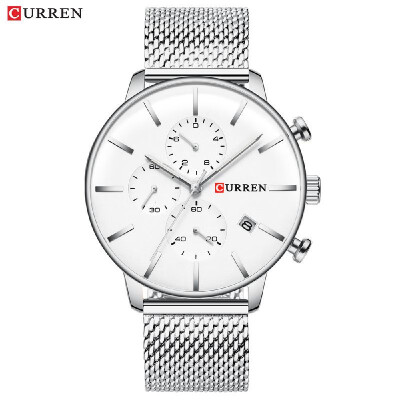 

CURREN 8339 Men Quartz Watch Stainless Steel Band Fashion Multifunction Wristwatch 3ATM Luminous Display Chronograph Calendar Date