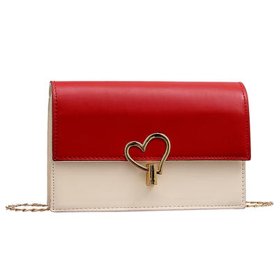 

Hit Color Heart Decor Shoulder Handbags Women Chain Leather Crossbody Bags