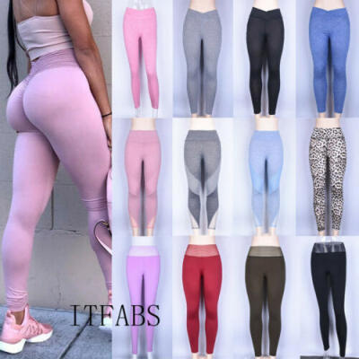 

UK Women Sexy High Waist Yoga Fitness Leggings Gym Sports Stretch Pants Trousers