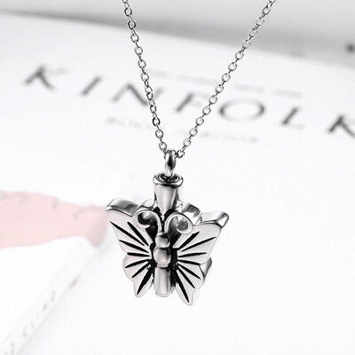 

Heartfelt Stainless Steel Butterfly Cremation Jewelry Necklace Urn Memorial Keepsake Pendant for Ashes with Funnel Fill Kit