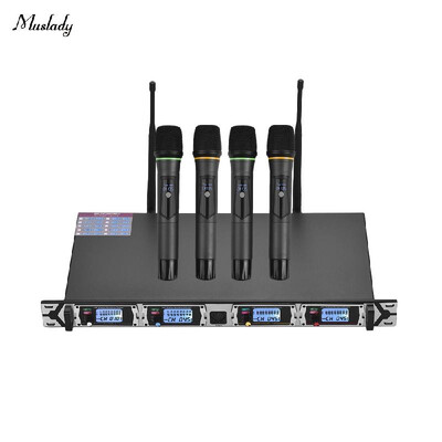 

Muslady D4 Professional 4-Channel UHF Wireless Microphone System Includes 4 Handheld Mics 1 Rack-Mount Receiver for Business Mee