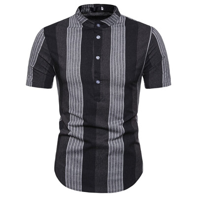 

Toponeto Men Casual Summer Striped Print Button Short Sleeve Hawaiian T-Shirt Top Blouses
