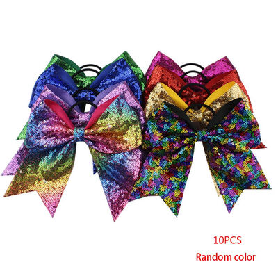 

10PCSSet Random Color Children Kids Glitter Bowknot Hair Band Women Girl Colorful Elastic Hairband Lovely Hair Rope