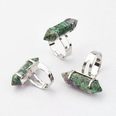 

Natural Ruby in Zoisite Finger Rings with Iron Ring Finding Platinum Bullet Size 8 18mm