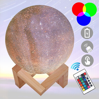 

〖Follure〗Colorful LED 3D Print Moon Lamp Starry Moon Night Light Lamp With StandRemote