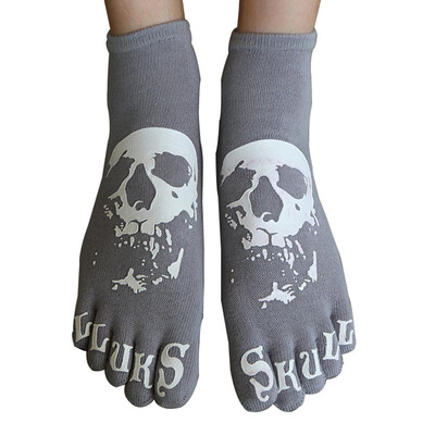 

Men Funny Punk Gym Sports Skull Skeleton Cotton Five Finger Ankle Toe Socks Halloween Socks