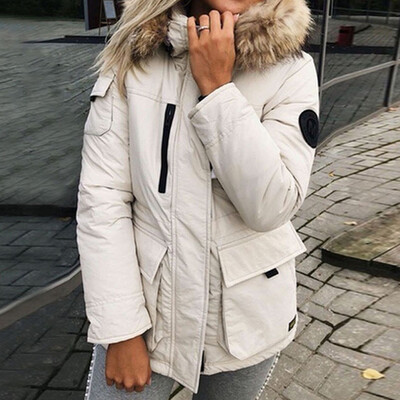 

Tailored Womens Fur Hooded Jacket Ladies Winter Long Warm Thick Fleece Coat Outwear